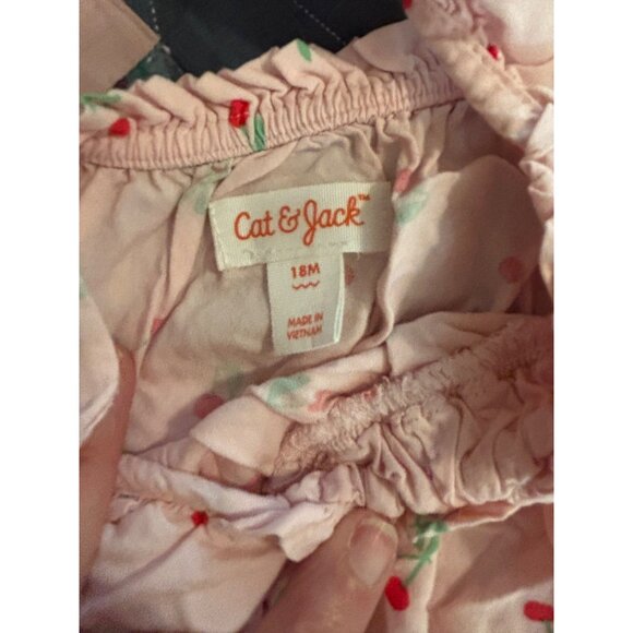 Bundle of 2 Toddler Girls Rompers Sz 18M Pink Cherry Red Watermelon - Picture 3 of 5